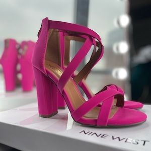 X2B Bright Pink Strappy Heel Size 6.5